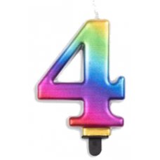(image for) Jumbo Number 4 Candle Rainbow - Click Image to Close
